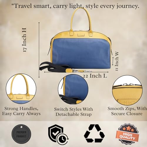 Handmade Weekender Duffel Bag in Full-Grain Leather | Exquisite Travel Bag for Men and Women | Robust, Roomy, and Traditional Style Duffel Bag | Ideal Birthday, Anniversary & Housewarming (Pack Of 2)3