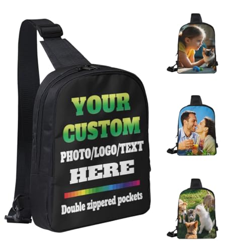 Personalized Sling Backpack Custom Crossbody Bags Sports Outdoor Personalized Bag Backpack Add Your Name Logo Text Image for Men Women