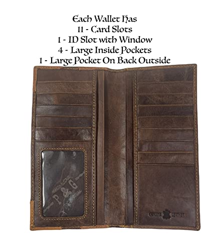 Urbalabs Western Cowboy Leather Long Wallets for Men Checkbook Tooled Wallet Cross Longhorn Floral Bifold Long Cowboys Billfold Hand Stitched Rodeo RFID Blocking Mens Long Wallet Rodeo Style Cowboy Up (Longhorn) - Image 6