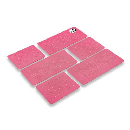 AQUBONA 3pcs/6pcs Stomp Pad Surfboard EVA Traction Pad with Adhesive Professional Tail Pad/Applies All Boards - Surfboard, Shortboard, Longboard, Skimboard, Snowboard/Black (6pcs-Pink) - Thumbnail 5