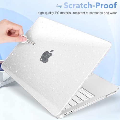 Image of May Chen Compatible with MacBook Neo 13 inch Model A3404 2026 Release, Slim & Lightweigh Frosted Finish Protective Case with Keyboard Cover&Screen Protector, Glitter Clear