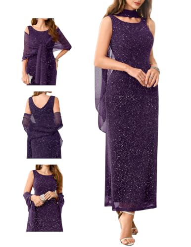 Wedtrend Plus Size Cocktail Dresses for Women Sparkly Long Dress PurpleXXL