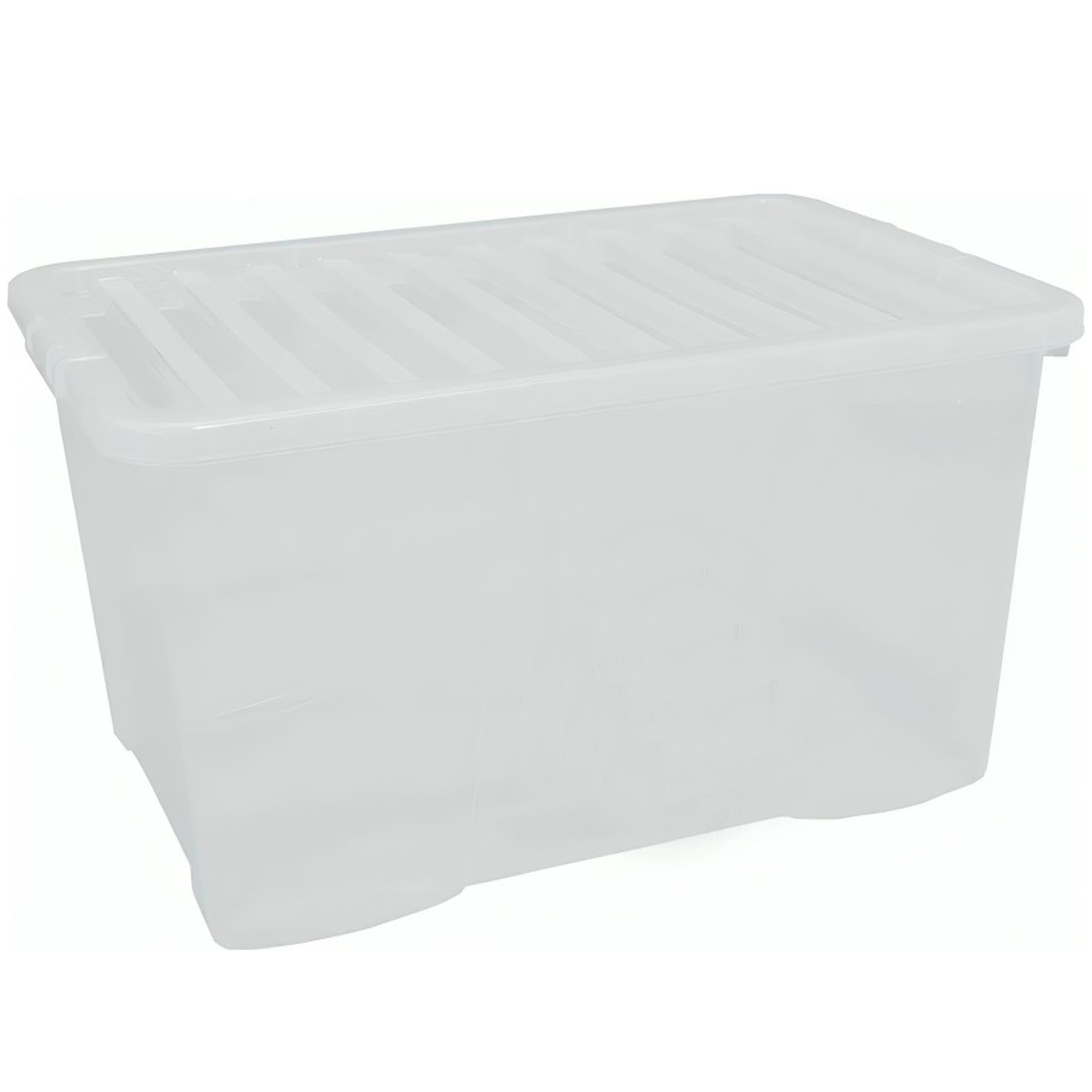 Buystarget 50L Storage Box with Clear Lid Large Plastic Storage Container Strong BPA Free Stackable Nestable Non Toxic Multipurpose Transparent Kitchen Home Office Organisation Toys Shoes Parcel