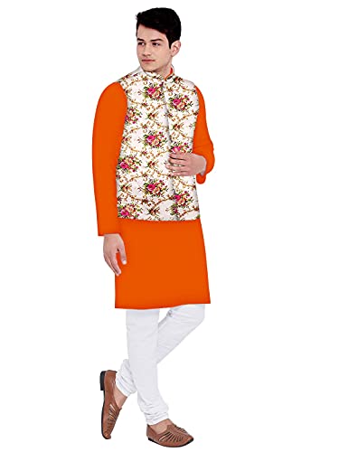 Image of Os mens kurta pyjama with nerhu jacket combination of baap-beta & father and son's | 100% cotton kurta pyjama | Nerhu jacket satin material