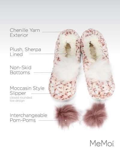 MeMoi Speckled Chenille Interchangeable Pom Pom Slippers3