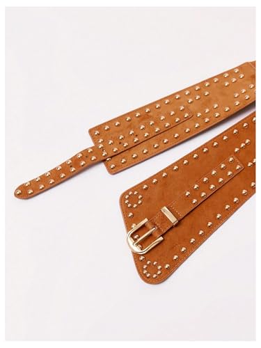 SHENHE Women's Faux Suede Western Cowgirls Belts Rivet Studded Country Wide Waist Belt4