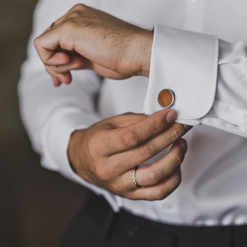 Men's Cufflinks Wood grain, Cufflinks for Men Round Solid for Regular Wedding Business Accessories Best Men2