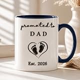 DPDN VN STORE 3D Promoted to Dad Mug 2026, First Time Dad Coffee Mugs, New Dad Gift from Baby, 1st Father's Day Present Gifts for Husband, Pregnancy Announcement Mug