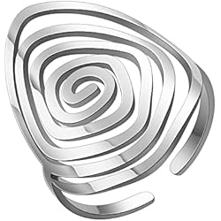 Trendhim Anillos Dreamtimes Anillo Geométrico Espiral Anillo Trenzado Estilo Envolvente Mujeres Acero Inoxidable Anillo Abierto Pulgar Ajustable Regalo de Joyería de Moda para Esposa Novia (PLATA)