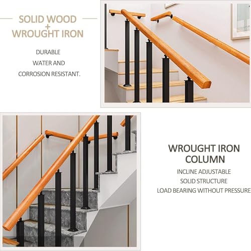 Rambarde d escalier extérieure en fer robuste imitation bois kit complet 90 cm