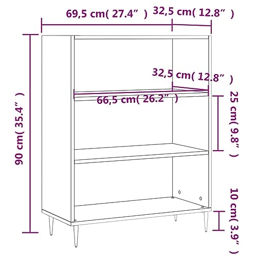 Librería de 3 compartimentos abiertos gris hormigón mueble madera moderno 4