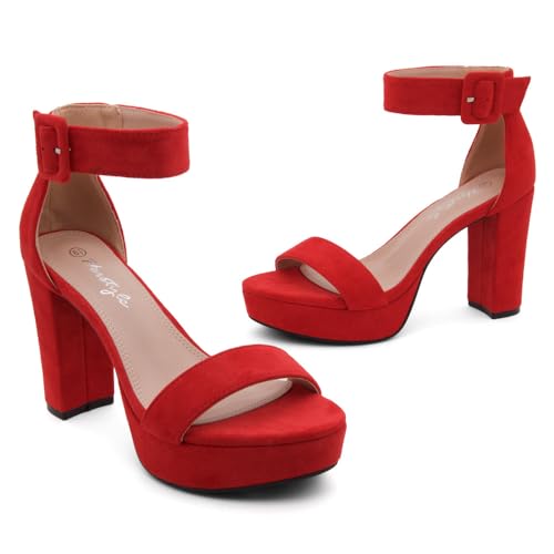 Image of Herstyle Women's Chunky Platform Heels - 4 Inch Block Heeled Sandals, Open Toe Dressy Strappy Heels with Ankle Strap for Wedding, Prom, Party & Graduation
