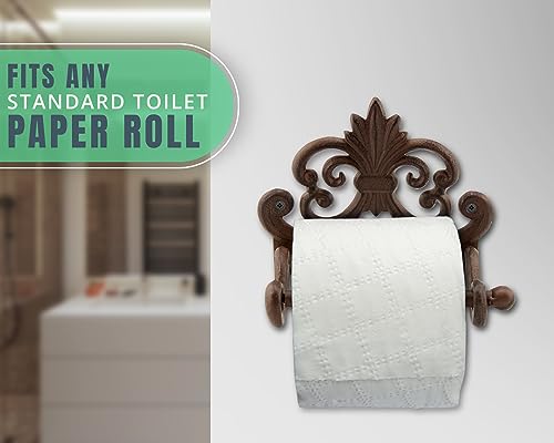 image for Comfify Decorative Cast Iron Fleur De Lis Toilet Paper Roll Holder - W
