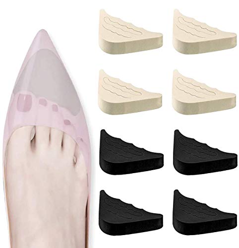 Adjustable Toe Filler Inserts for Forefoot Sponge,Toe Plug Shoe Inserts, Foot Cushion Shoe Filler Inserts,Half Cushion Inserts Shoe Filler for Flats Sneakers Unisex 4 Pack (Khakis) (Black)