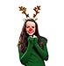 Christmas Holiday Reindeer Antlers Headband w Light Up Nose Costume Deer Rudolph Outfit for Adult Men Women, Kids Party Favor, Barcrawl, Cosplay, Seasonal Gift Exchange, One Size Hair Xmas Accessory