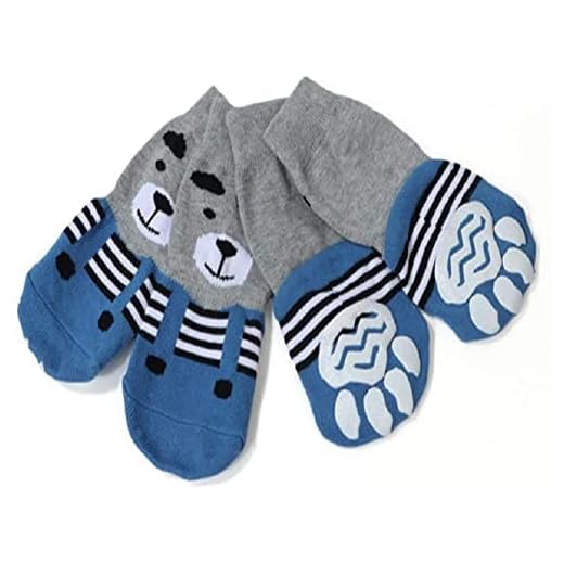 Meioro Calcetines Antideslizantes para Perros, Protectores de Pata Transpirable de Algodón con Control de Tracción para Ropa Interior Conjunto de 4 Perros Grandes y Medianos (3XL, Azul)