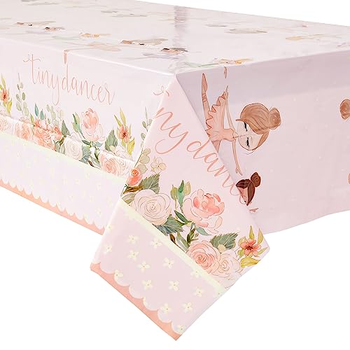 Image of BLUE PANDA Tiny Dancer Tablecloths - 3 Pack, Pink, 54 x 108 in, Plastic - Birthday Table Cover for Party & Baby Shower Decoration