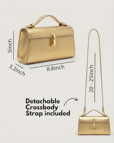 Image of Clutch Purses for Women - Small Purse Top Handle - Evening Bag - Adjustable Crossbody Handbag - Trendy PU Leather