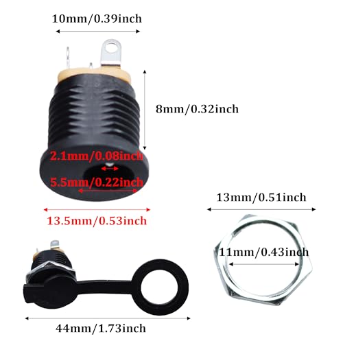 48Pzs Conector Panel Hembra DC 5.5x2.1mm 3 Pines miniatura 2