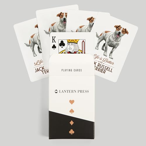 Lantern Press Jack Russell Terrier, 52 naipes tamaño póker miniatura 6