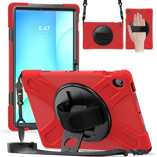 Coque Samsung Galaxy Tab S10 FE+ antichoc avec béquille rotative 360 et bandoulière