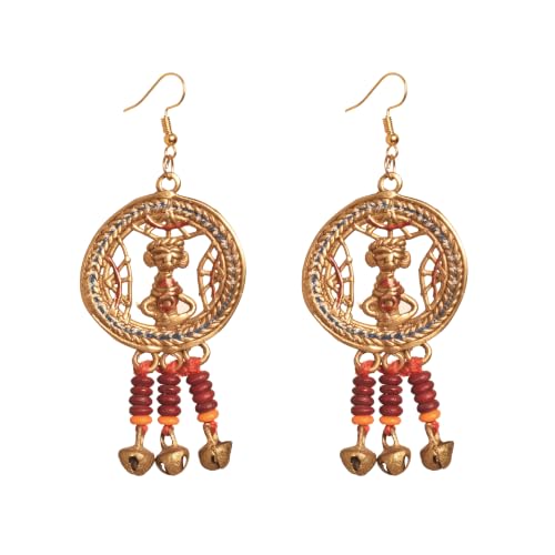 Image of Handcrafted Tribal & Dhokra Art Earrings for Women - Wooden, Nature-Inspired Statement Drop & Traditional Ethnic Designs
