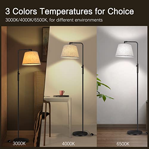 Lampada da Terra Dimmerabile, Arco LED Lampada Terra Moderna per Soggiorno 3 Temperature di Colore e Luminosità Continua, Lampada da Salotto con Paralume in Tessuto, Manopola e Interruttore a Pedale - Immagine 2