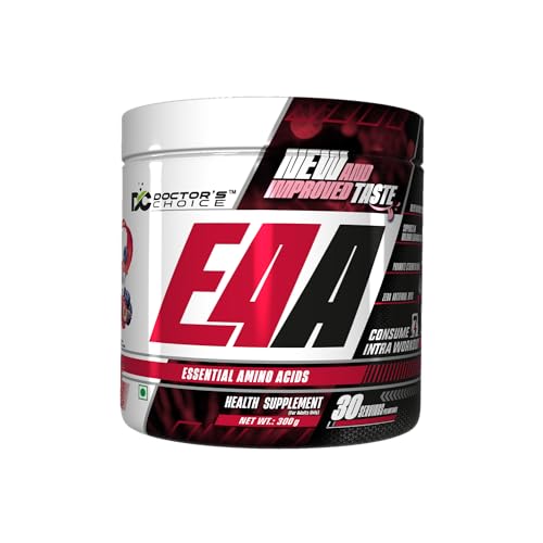 Doctor's Choice EAA (Essential Amino Acids) BCAA for Intra-Workout/Post Workout 300grams (Blueberry- 30 Servings), blue, Powder