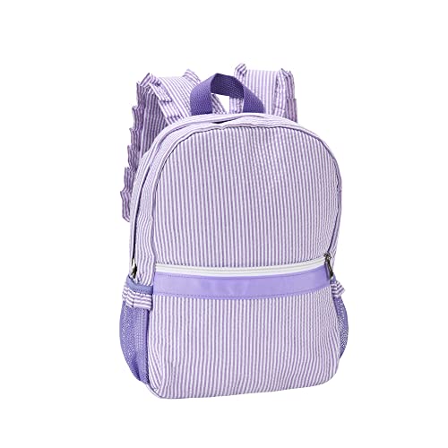 Image of ONGLYP Lightweight Toddler Backpack for Girls,Seersucker Preschool Bookbag for Kids,Cute Pleated Children Kindergarten Backpack,SMALL (Purple, Small)