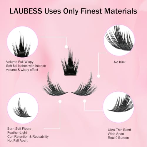 Image of Manga Lash Clusters with Spikes California Sunset Lashes LAUBESS Eyelash Clusters Fairy Wispy Cluster Eyelash Extensions with Bottom Anime Volume Individual Lashes (California Sunset-0.07D-10-16mm)