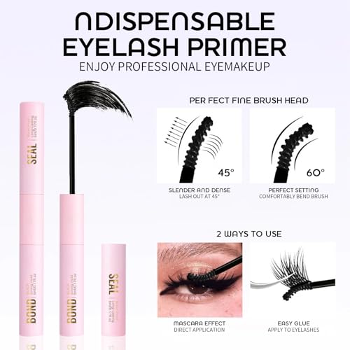 WENJION Wimpernkleber Set 2 Stück Bond & Seal Duo Wimpernkleber Wasserdicht 5ml Schwarz Transparent DIY Cluster Wimpernkleber Für Einzelne Wimpernverlängerung Party Alltag
