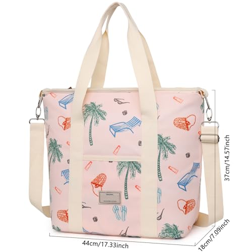 Nanxson Large Insulated Lunch Bag for Women Adult Reusable Leakproof Picnic Lunch Box Freezable Cooler Tote Bag (29L,B-Pink Cocos)