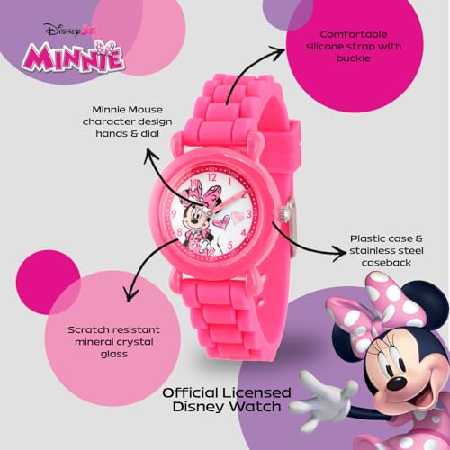 Disney Minnie Mouse Watch for Kids – Cute Minnie Watch for Girls & Toddlers Ages 3-5 – Gift for Young Fans – Full Color Watches with Pink Bezel & Soft Silicone Plastic Strap2