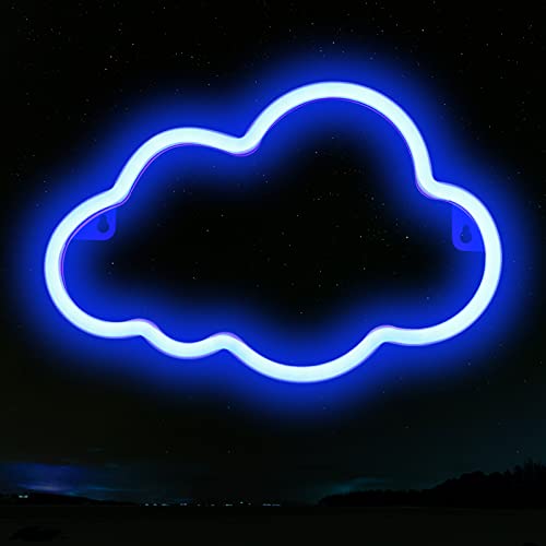 XIYUNTE Cloud Neon Sign, Blue Cloud Neon Light for Wall Decor, USB or Battery Powered Cloud Neon Signs Decorations Aesthetic Light Up Sign for Bedroom, Kids Room, Bar and Nursery Decor