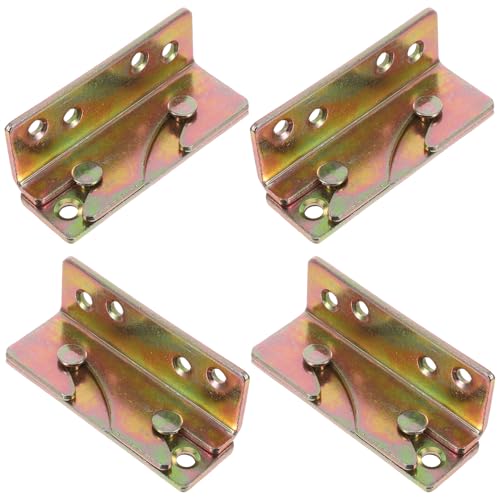 TOYANDONA 4 Pares Soportes para Rieles de Cama de Aleación de Zinc Bisagras Engrosadas para Marco de Madera Herrajes Resistentes para Cabeceras y Pieceras Montaje Silencioso y Fácil para
