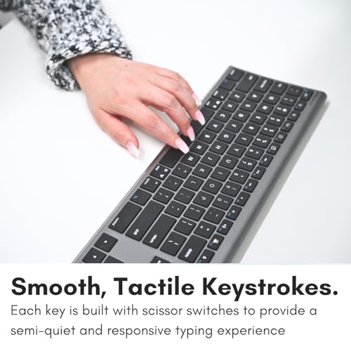 Macally USB C Keyboard (Upgraded) - Dual USB A + C Plug - Wired Keyboard for Mac - Ultra Slim, 20 Shortcuts, 110 Scissor Keys - for MacBook Pro/Air, Mac mini, iMac, iPad - Gray
