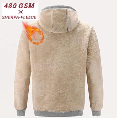 STICKON Men's Fleece Hoodies Warm Pullover Drawstring Hooded Sweatshirts Simple Casual Basics Thick Hoodie2
