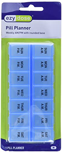 Image of EZY DOSE Weekly (7-Day) AM /PM Daily Pill Case, Medicine Planner, Vitamin Organizer, Fish Oil Holder, Supplements Container, Medium Compartments, 2 Times a Day, Color May Vary, BPA Free (Pack of 3)