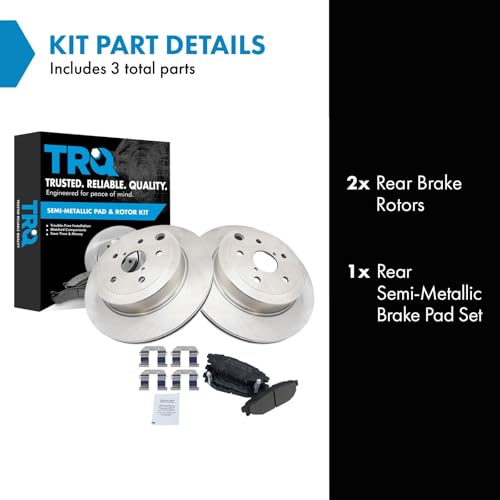 Image of TRQ Rear Brake Pad and Rotor Set Semi Metallic Rotors Compatible with 2008-2014 Subaru Impreza