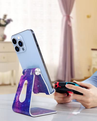 Adjustable Cell Phone Stand, CreaDream Marble Phone Stand, Cradle, Dock, Holder, Aluminum Desktop Stand Compatible with Phone 13 12 11 Pro Max Mini, Accessories Desk, All Mobile Phones - Nebula - Thumbnail 4