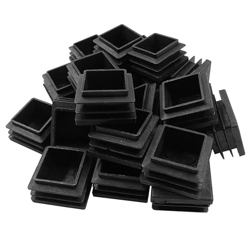 Image of Zorfeter 30 Pcs 1-1 /4 Inch Square Black Plastic Plugs, Fit for 1-1 /4 Inch Square Metal Tube, Tubing End Caps for Fence and Chair Legs