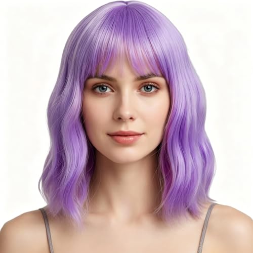Purple Wig Lilac Wig for Women Vibrant Purple Wigs Cosplay and Parties Colourful Wig with Headband Design for Fashion Events and Social Gatherings(35CM)