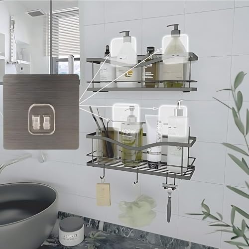 Image of Pack of 10 PVC Heavy Duty Self Adhesive Gold Wall Hooks Bathroom and Kitchen Hanging Racks Magic Sticker, Tissue Towel and Shelf Rack Hanging Adhesive Sticker