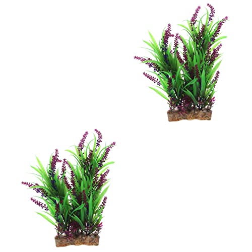 BESPORTBLE 2pcs Aquarium Ornaments Outdoor Artificial Plants Artificial Greenery Lifelike Plants