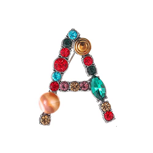 Initial Letter Brooch Bling Pin Jewelry Xmas Present Crystal Pearl Brooches Christmas Gift4