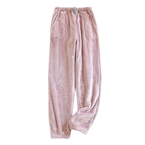 Pantalon de pyjama pour femme en flanelle rose XXL ample