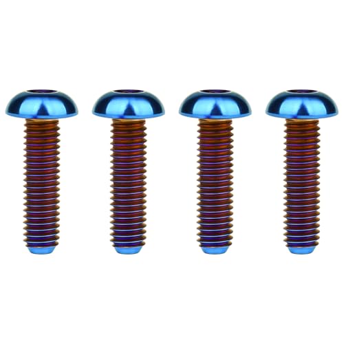 Image of Titanium Bolt M4x6 8 10 12 15 20mm Hex Head Screws for Bicycle Pack of 4 (Burnt Blue, M4x15mm)