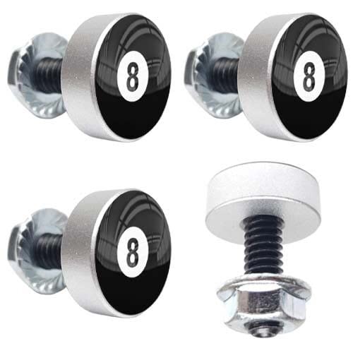 4 Silver Motorcycle 8 Ball License Plate Frame Fasteners Tag Bolt Screws Style-9856-5327