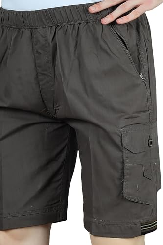 Image of Men Cotton Regular Fit Solid Short | 2 Zipper Pocket | 3 Button Pockets | Versatile Half Pants for Everyday -