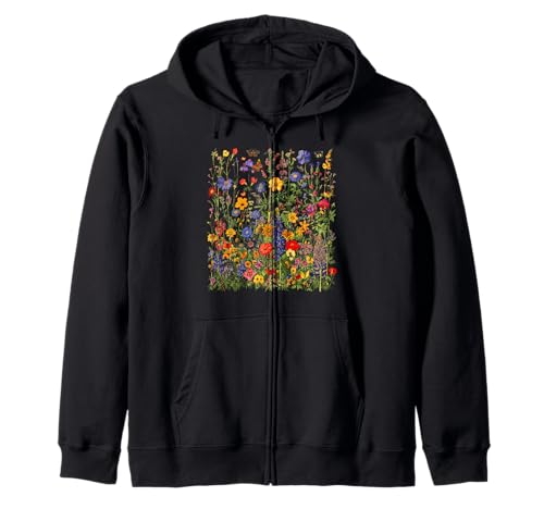 Mixed Flowers Bouquet Wildflowers Floral Botanical Zip Hoodie